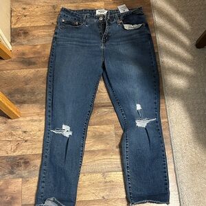 Levi's Denizen Mid Rise Boyfriend Blue Distressed Ankle Jeans